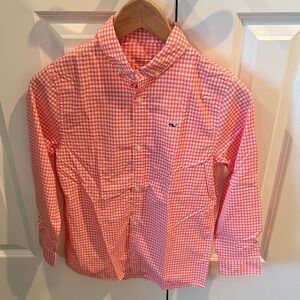 Vineyard Vines Coral Pink Gingham Button-Down Shirt